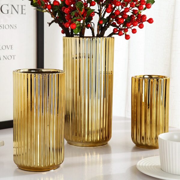 Luxury INS Style Gold Electroplated Ceramic Vase - Image 2