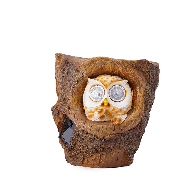 Solar-Powered Glowing Owl Figurine