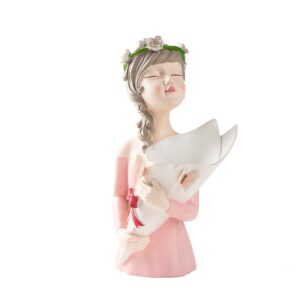 Girl Flower Vase Resin Figurine